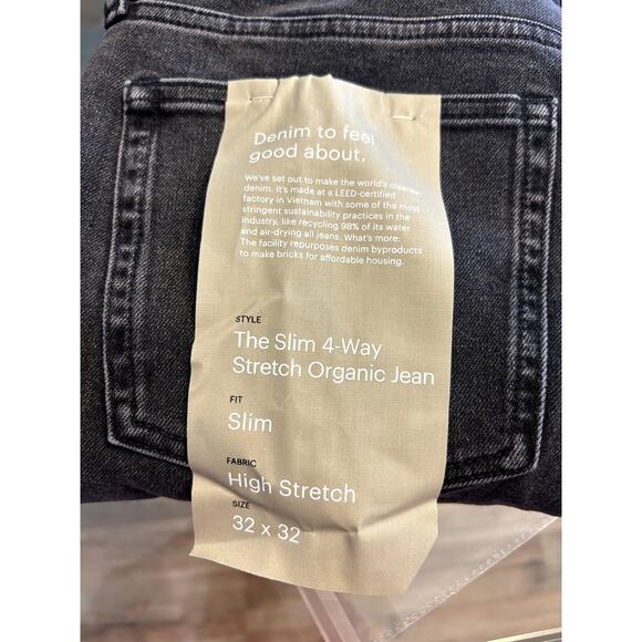 Everlane The Slim 4-Way Stretch Organic Jean in Washed Black 32x32 NWT - Picture 5 of 6